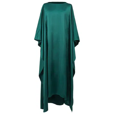 Smart And Joy Women's Green Long Kaftan Satin Dress