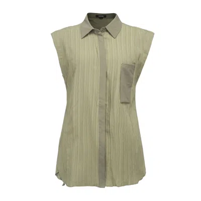 Smart And Joy Women's Green Sleeveless Shirt With Patch Pocket