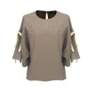 Smart And Joy Women's Green Tulip Sleeves Crop Top In Green