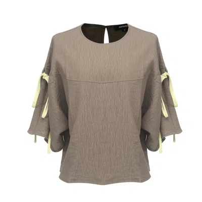 Smart And Joy Women's Green Tulip Sleeves Crop Top
