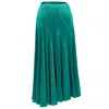 Smart And Joy Women's Green Very Flared Long Velvet Skirt In Green