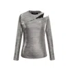 Smart And Joy Women's Grey Asymmetric One Off-shoulder Shiny Top In Grey