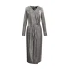 Smart And Joy Women's Grey Asymmetric Rushed Effect Shiny Cocktail Dress In Grey