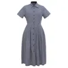 Smart And Joy Women's Grey Cotton Shirt Dress - White & Navy In Grey