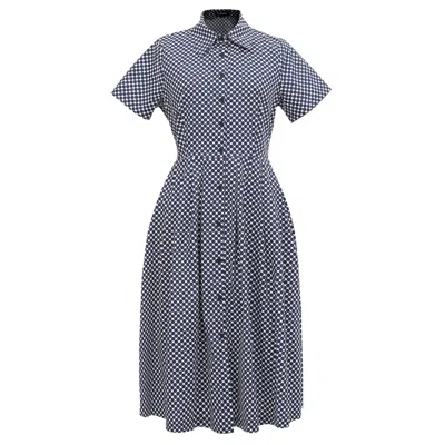 Smart And Joy Women's Grey Cotton Shirt Dress - White & Navy