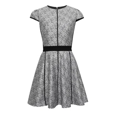 Smart And Joy Women's Grey Fit-and-flare Printed Suede Dress