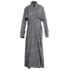 Smart And Joy Women's Grey Long Tartan Coat In Grey