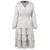 Smart And Joy Women's Grey Tiered Ruffles Liberty Print Tea Dress In Gray