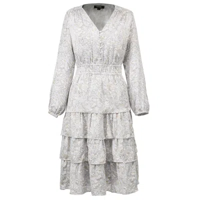 Smart And Joy Women's Grey Tiered Ruffles Liberty Print Tea Dress In Grey