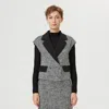 Smart And Joy Women's Grey Tweed Vest With Contrasting Collar In Grey