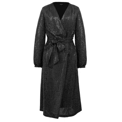Smart And Joy Women's Grey Wrap Effect Glitter Dress - Silver