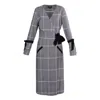 Smart And Joy Women's Grey Wrap Tartan Midi Dress In Grey