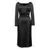 Smart And Joy Women's Heart Cleavage Satin Dress - Black In Black