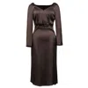 Smart And Joy Women's Heart Cleavage Satin Dress - Brown In Brown