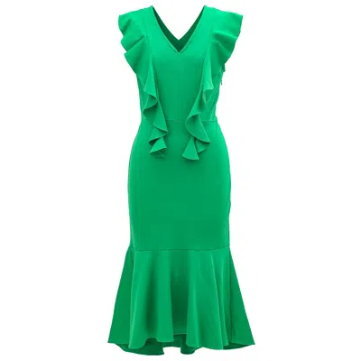 Smart And Joy Women's Jersey Dress With Wide Ruffles - Green