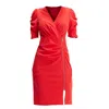 Smart And Joy Women's Jersey Dress With Zip Side - Red In Red