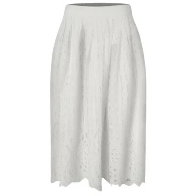Smart And Joy Women's Jupe Midi En Coton Brodé - White