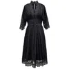 Smart And Joy Women's Kimono Sleeves Lace Dress - Black In Black