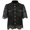 Smart And Joy Women's Lace And Center Buttons Shirt - Black In Black