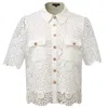 Smart And Joy Women's Lace And Center Buttons Shirt - White In White