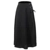 Smart And Joy Women's Lacing On Side Trapeze Midi Skirt - Black In Black