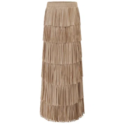 Smart And Joy Women's Layered Ruffled Knit Skirt - Neutrals In Brown