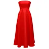 Smart And Joy Women's Long Flared Taffeta Dress - Red In Red