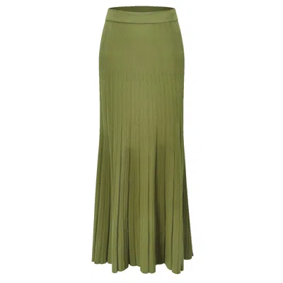 Smart And Joy Women's Long Pleated Cotton Knit Skirt - Green