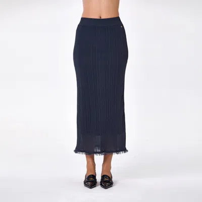 Smart And Joy Women's Long Ribbed Knit Skirt - Blue