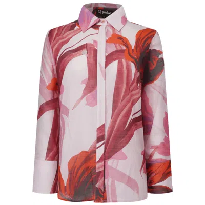Smart And Joy Women's Long-sleeve Blouse With Floral Print - Pink In Multi