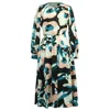 Smart And Joy Women's Macro Abstract Print Round Neck Dress - Dark Green In Multi