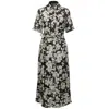 Smart And Joy Women's Macro Flower Print Midi Shirt-dress - Black & White In Black