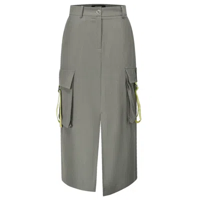 Smart And Joy Women's Midi Cargo Skirt With Flap Pockets - Green In Gray