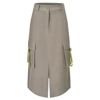 Smart And Joy Women's Midi Cargo Skirt With Flap Pockets - Neutrals In Gray