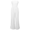 Smart And Joy Women's Minimalist Bustier Jumpsuit - White In White