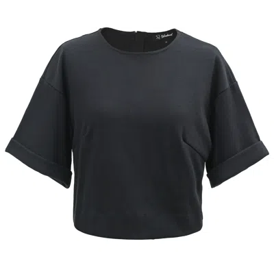 Smart And Joy Women's Minimalist Crop Cotton T-shirt - Black
