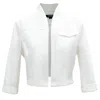 Smart And Joy Women's Minimalist Crop Jacket- White In White
