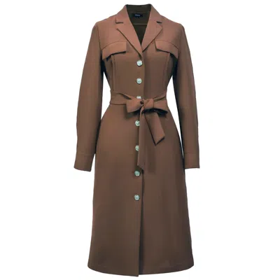 Smart And Joy Women's Minimalist Safari Style Dress - Brown
