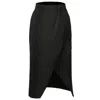 Smart And Joy Women's Minimalist Wrap Effect Satin Skirt - Black