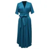 Smart And Joy Women's Multi Pleats Satin Gown - Blue In Blue