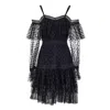 Smart And Joy Women's Negligee Style Dress In Polka Dot Tulle - Black In Black