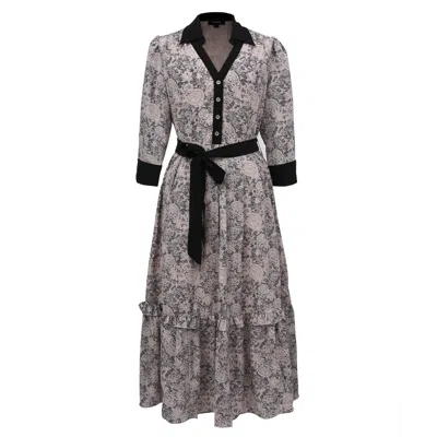 Smart And Joy Women's Neutrals Bi Material Printed Blouse-dress - Light Pink & Black In Black/pink