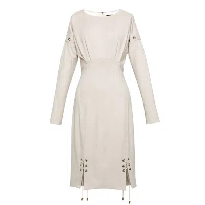 Smart And Joy Women's Neutrals Bodycon Lacing Dress In White