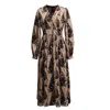 Smart And Joy Women's Neutrals Flared Midi Dress With Vintage Print