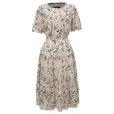 Smart And Joy Women's Neutrals Flower Print Tea Dress - White & Green In Green/white