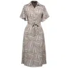Smart And Joy Women's Neutrals Geometrical Print Shirt-dress