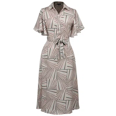 Smart And Joy Women's Neutrals Geometrical Print Shirt-dress