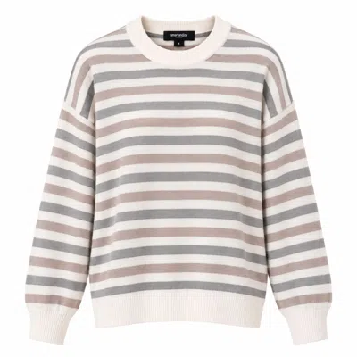 Smart And Joy Women's Neutrals / Green Loose-fitting Striped Jumper Made From Pure Wool