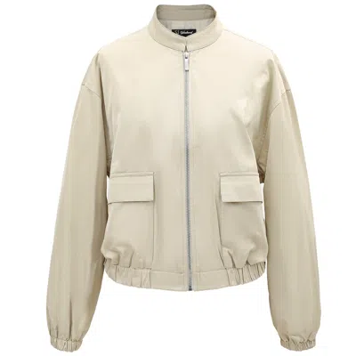 Smart And Joy Women's Neutrals Minimlalist Short Bomber Jacket