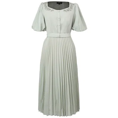 Smart And Joy Women's Neutrals Pleats And Embroideries Blouse-dress